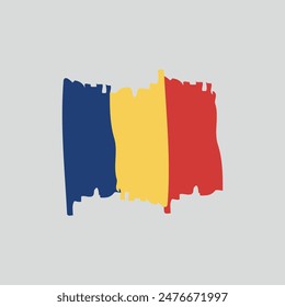 Romania flag in brush style. Vector illustration