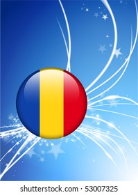 Romania Flag Button on Abstract Modern Light Background Original Illustration