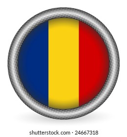 Romania flag button on a white background. Vector illustration.