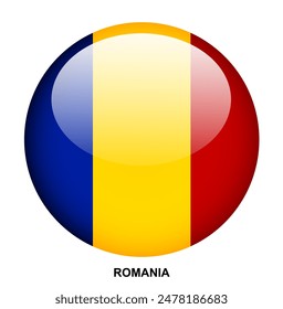 ROMANIA flag button on white background