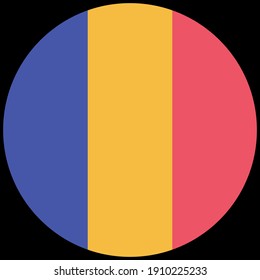 Bandera de Rumania en forma de círculo en colores nacionales, vector. Icono de Bandera de Rumania