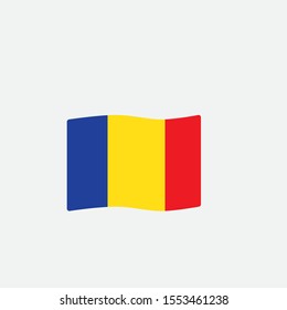 Romania flag colors flat icon, vector sign, waving flag of Romania colorful pictogram isolated on white. Symbol, logo illustration. Flat style design