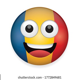 Romania flag face vector illustration.High quality emoticon vector on white background.Emoji vector.Romania Flag emoticon.Flag emoji.