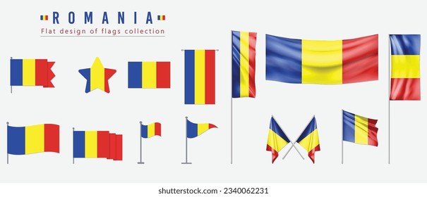 Romania flag, flat design of flags collection