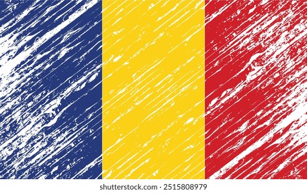 romania flag grunge background texture vector design illustration
