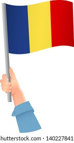 Romania flag in hand icon