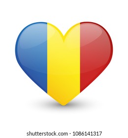 Romania Flag Heart Love Emoji Icon Object Symbol Gradient Vector Art Design Cartoon Isolated.