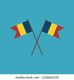 Romania flag icon in flat design. Independence day or National day holiday concept.