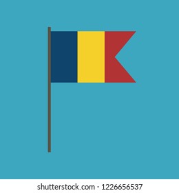 Romania flag icon in flat design. Independence day or National day holiday concept.