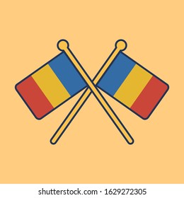 Romania Flag Icon Flat Style