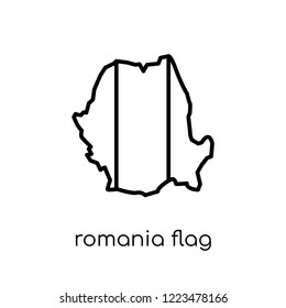 Romania flag icon. Trendy modern flat linear vector Romania flag icon on white background from thin line Country Flags collection, editable outline stroke vector illustration