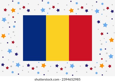 Romania Flag Independence Day Celebration With Stars