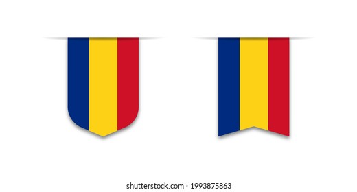 Romania flag. Label flag icon, checkbox sign. Flags of the world. Vector illustration