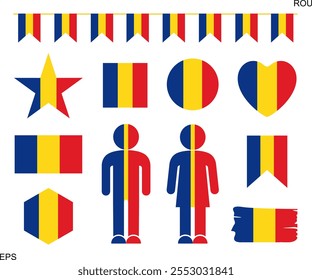 Logotipo de la bandera de Rumania. Bandera aislada de Rumania sobre fondo blanco