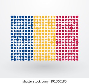 Romania flag made up of dots