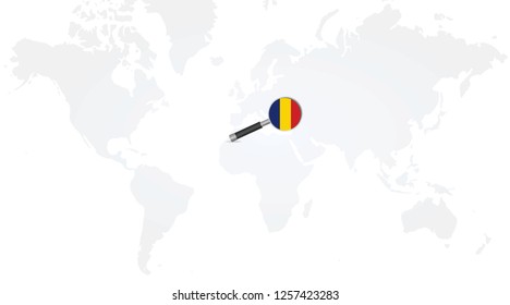 Romania  flag in magnifying glass. vector illustration