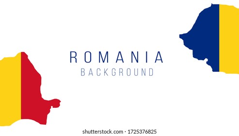 Romania flag map background. The flag of the country in the form of borders. Stock vector illustration isolated on white background.