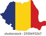 Romania Flag in Map, Romania Map with Flag, Nation Flag of Romania, Romania map