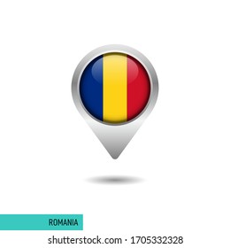 Romania flag map pin vector design template