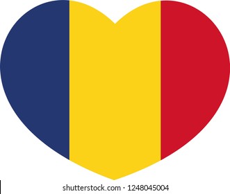 Romania flag, official colors and proportion correctly. National Romania flag. Vector illustration. EPS10. Romania flag in a Heart vector, sticker, language