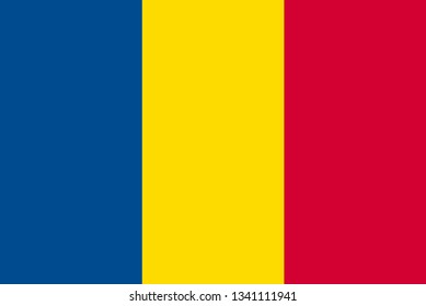 Romania flag, official colors and proportion correctly. National Romania flag.