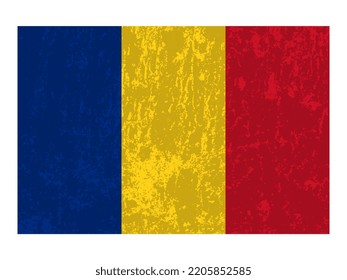 Bandera de Rumania, colores oficiales y proporción. Ilustración vectorial.
