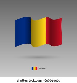 Romania flag. Official colors and proportion correctly. High detailed vector illustration. 3d and isometry. EPS10