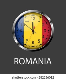 Romania flag on clock face - vector icon
