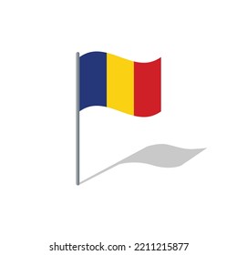 Romania flag on pole vector graphics