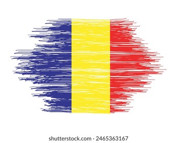 Romania flag with paint brush strokes