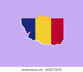 Romania flag paper texture, single-piece element, vector design, Romania flag taped on wall, decoration or celebration idea
