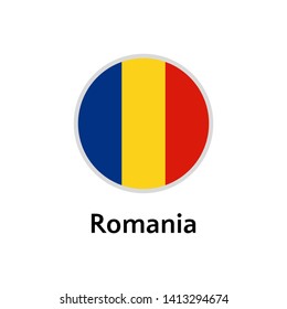 Romania flag round flat icon, european country vector illustration