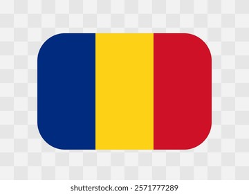 Romania flag - rounded rectangle colorful flag representing a country cultural identity and heritage. The essence of national pride and unity. Vector flag on transparent background.