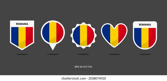 Romania Flag Set Vector Illustration. Good Used for Sticker, Logo, Icon, Clipart, Etc - EPS 10 Vector