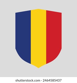 Romania Flag in Shield Shape Frame