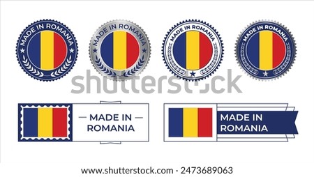 Romania Flag Stamp. Made in Stamp Isolated in White Background. Symbol, Vector, Icon, Illustration.