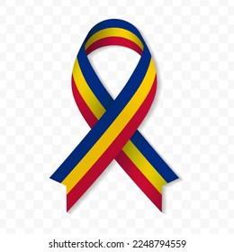 romania flag stripe ribbon vector illustration on a transparent background vector image (PNG).
