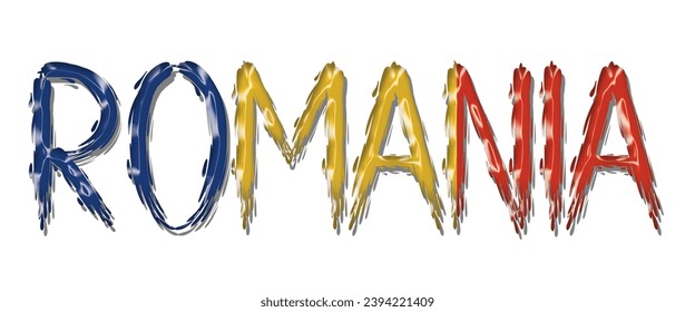 Letra rumana del texto del indicador, fondo coloreado de la bandera rumana 3D, ilustración vectorial de la bandera rumana