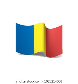 Romania flag, vector illustration on a white background