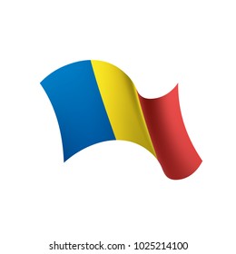 Romania flag, vector illustration on a white background