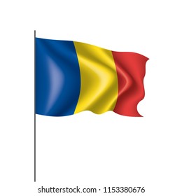 Romania flag, vector illustration on a white background