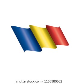 Romania flag, vector illustration on a white background