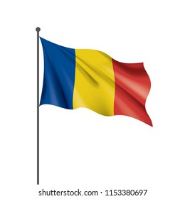 Romania flag, vector illustration on a white background