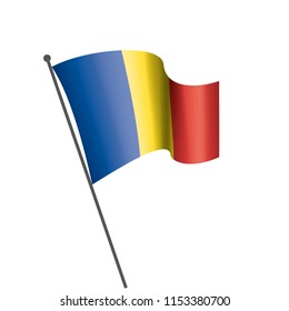 Romania flag, vector illustration on a white background