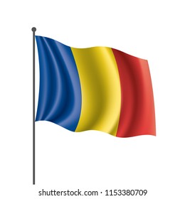 Romania flag, vector illustration on a white background