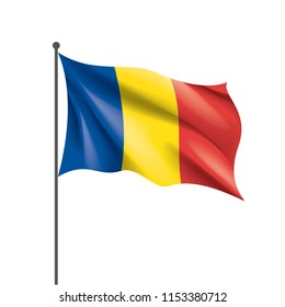 Romania flag, vector illustration on a white background