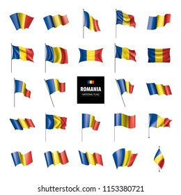 Romania flag, vector illustration on a white background
