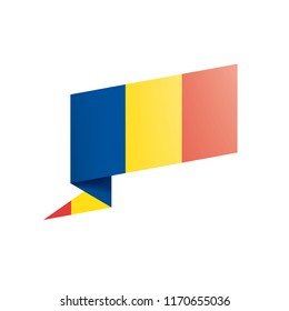 Romania flag, vector illustration on a white background