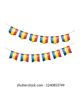 Romania flag, vector illustration on a white background