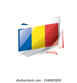 Romania flag, vector illustration on a white background